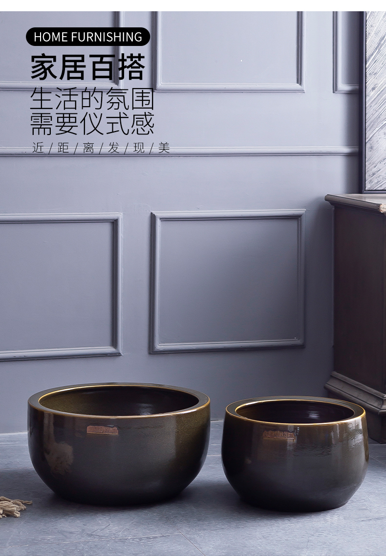 Jingdezhen ceramic aquarium small fish basin bowl lotus lotus lotus tortoise cylinder sitting room feng shui goldfish bowl