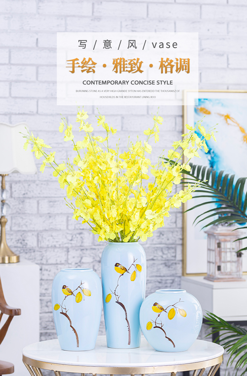 I and contracted jingdezhen ceramics vase household TV ark, porch place dry flower arranging flowers sitting room adornment