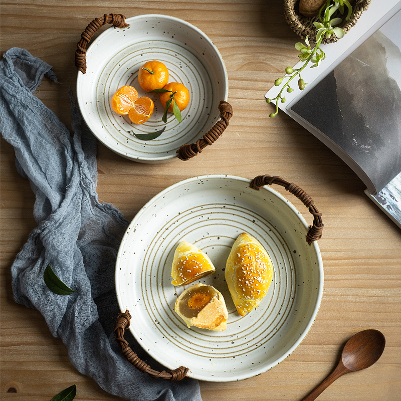 Jingdezhen do old vintage fruit bowl of bread basket large bowl of coarse pottery Japanese braise in soy sauce meat stew basket salad bowl