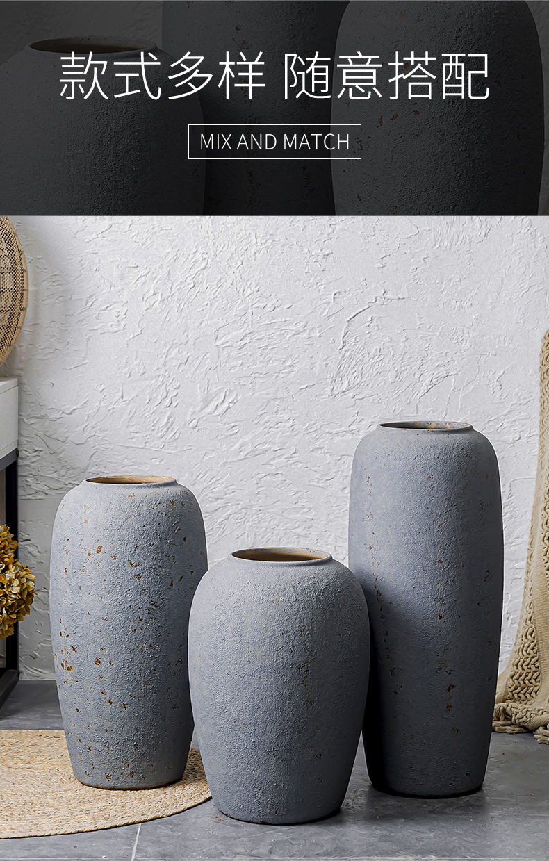 Jingdezhen dried flower vase landing large ceramic decoration I and contracted sitting room place high Europe type restoring ancient ways flower arrangement