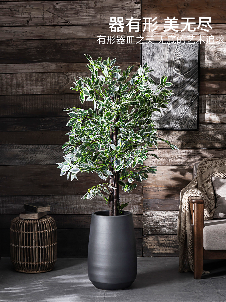 The Nordic idea ground flower arranging ceramic flower implement green plant decoration to The hotel villa furnishing articles vase VAT black flower pot