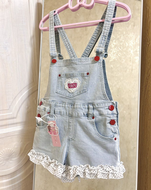 Pure White Diary-Denim Overalls Exquisite Embroidery Cute Daughter Clothes Summer