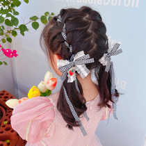 Japanese Lolita mesh fabric children hairclip girl lace bow headdress can be woven hair ribbon hair accessories female