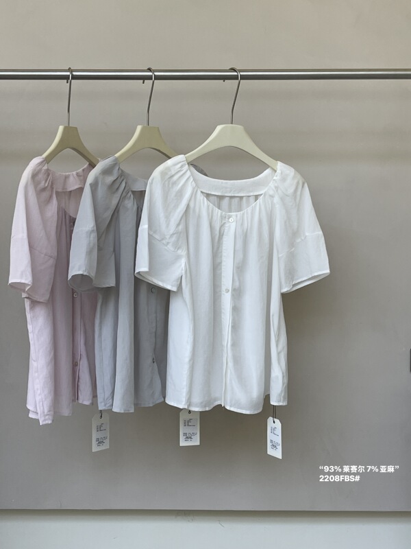 2208 New Summer Style Short-Sleeved Shirt with French-Style Design, Bust Size 120, Length 60