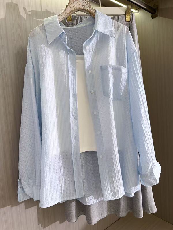 6158 Model Bsmd Summer Shirt + Camisole + Skirt Three-Piece Set, m Bust 124, Length 69, Skirt Length 90