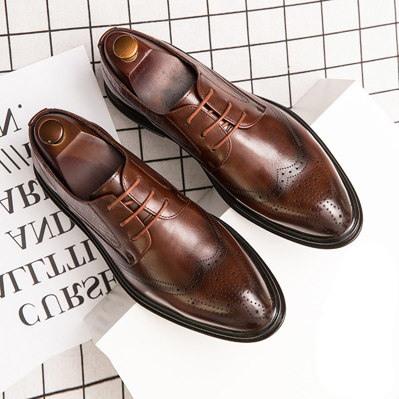 Bullock men's shoes spring 2022 new leather shoes men's trends Korean version breathable business 100 hitchhiking within teens