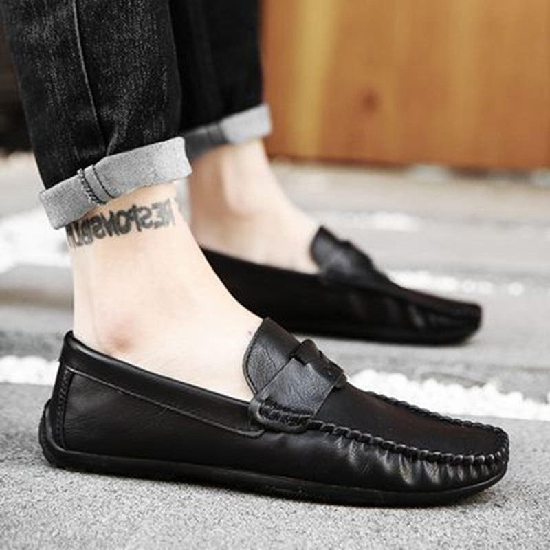 Bean Bean Shoes Men Genuine Leather Spring 2022 New Korean Version Men Sloth Shoes 100 Hitch Personality Casual Trendy Soft Leather Shoes