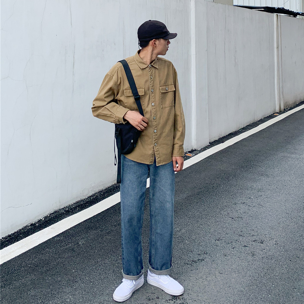 OFFBORD loose straight jeans men's summer fashion brand thin wide-leg pants casual Japanese retro trousers