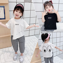 Girls summer dress foreign style set 2021 new children Net red female baby cotton children summer short sleeve two-piece set