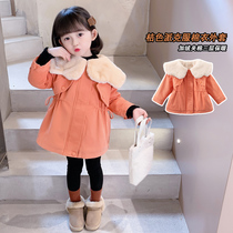 Girl autumn winter coat 2021 New Baby winter dress children thick cotton padded clothing Korean children Foreign style plus velvet cotton coat