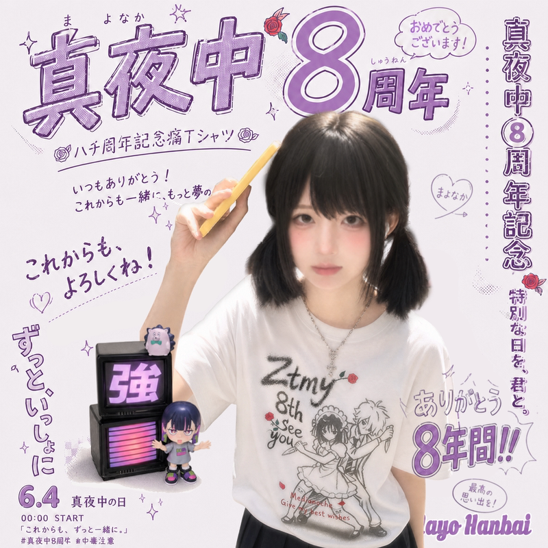 【Zutomayo】【8Th Anniversary Edition】True Midnight Pain Daily Wear Japanese Style T-Shirt