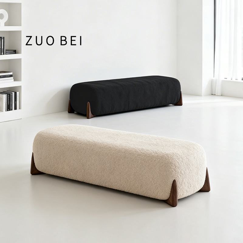 Simple Modern Rest Bench with Solid Wood Legs, Bedroom Bed End Bench, Living Room Shoe Changing Bench, Light Luxury Fabric Long Bench Simple Modern Rest Bench with Solid Wood Legs, Bedroom Bed End Bench, Living Room Shoe Changing Bench, Light Luxury Fabric Long Bench