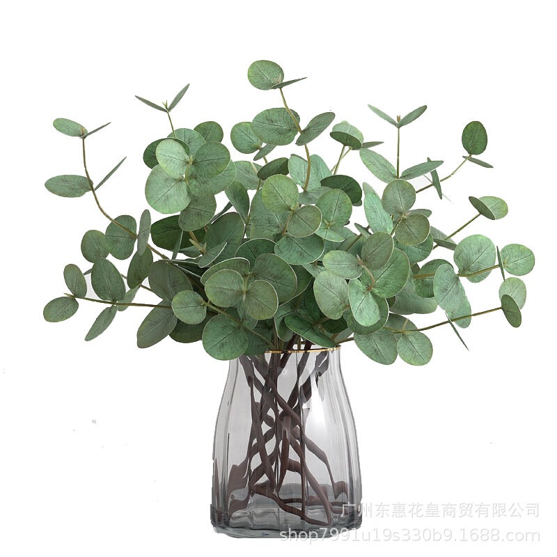 Artificial Green Plants 3D Realistic Eucalyptus Leaves with Fruit for Home Decoration Artificial Plants Artificial Leaves 3 Branches Small