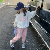 Осенние розовые летние тонкие детские штаны, в западном стиле