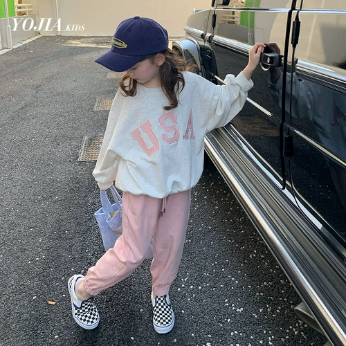 Осенние розовые летние тонкие детские штаны, в западном стиле