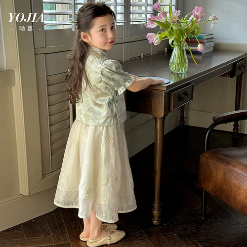 Летнее ханьфу, юбка на девочку, комплект, детская одежда, китайский стиль