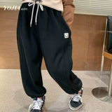 Утепленные штаны, детские бархатные демисезонные джинсы с начесом, в западном стиле