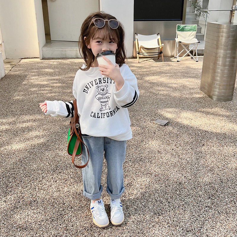 yojia children's clothing girl's spring clothing sweatshirt 2022 new Korean version of the children's spring and autumn section girls' trendy blouses