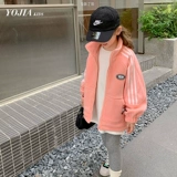 Двусторонная бархатная демисезонная детская куртка, пуховик, толстовка, 2023, в корейском стиле, детская одежда, увеличенная толщина, подходит для подростков