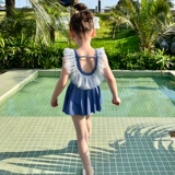 Купальник, детская летняя одежда, детское платье, в западном стиле, с открытой спиной