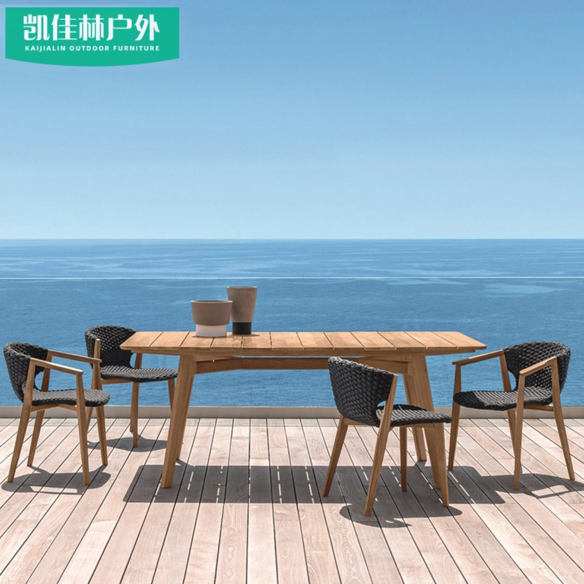 Teakwood outdoor table and chair courtyard solid wooden small garden terrace table Table Fuji greenhouse casual chair