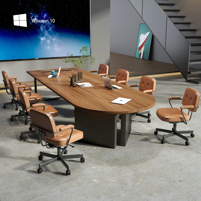 Modern Minimalist Solid Wood Conference Table, Long Table, Negotiation Table, Long Rectangular Table, Workbench, Oval Multi-Person Office Desk and Chair Set Modern Minimalist Solid Wood Conference Table, Long Table, Negotiation Table, Long Rectangular Table, Workbench, Oval Multi-Person Office Desk and Chair Set