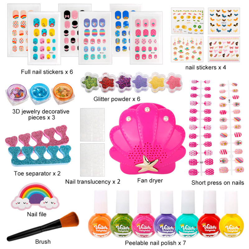 Export Children's Pretend Play Nail Art Machine Toy for Girls, Nail Polish, Nail Stickers, Little Princess Baby Gift