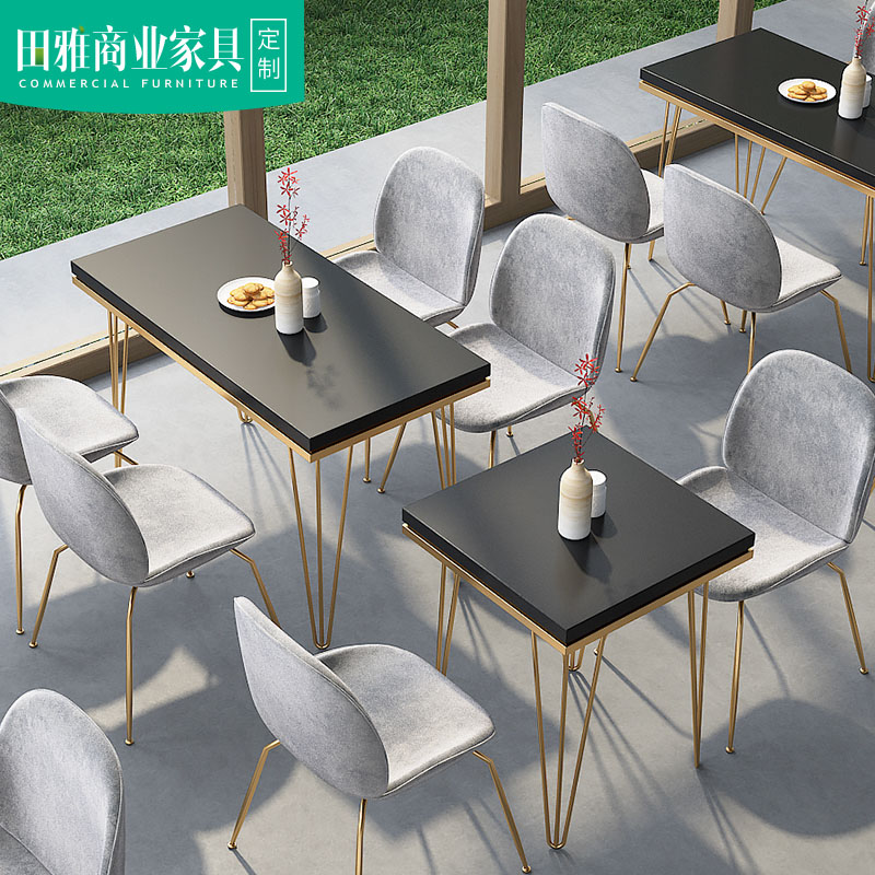 Net red milk tea shop table and chair combination simple coffee shop sweet shop restaurant dining room table fresh restaurant table and chair