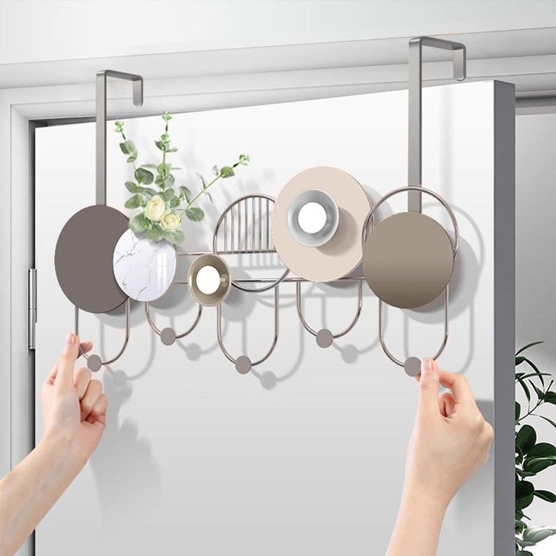 Over-The-Door Hook, No-Drill Storage Rack, Bedroom Clothes Hanger, Over-The-Door Hook for Entryway, Silent