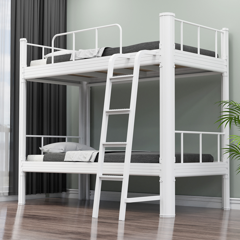 Wrought iron apartment bed steel shelf bed thickened student dormitory staff high and low bed bunk double iron bed custom