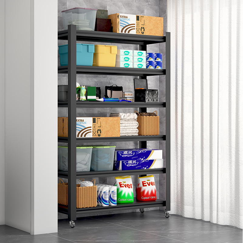 Wheeled shelf rack multi-storey warehouse supermarket angle steel display rack balcony sundries storage rack mobile iron shelf