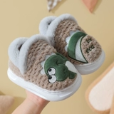 Зимние тапочки для мальчиков, мультяшный удерживающий тепло динозавр, детские туфли, детская обувь, подходит для подростков