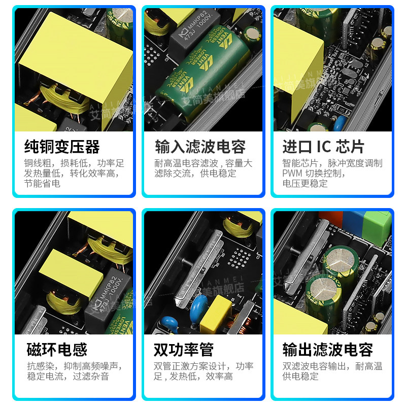 Intelligent Three-Color Stepless Dimming and Color-Adjusting Transformer Linear Light Controller 220V to Low Voltage 24V Switching Power Supply