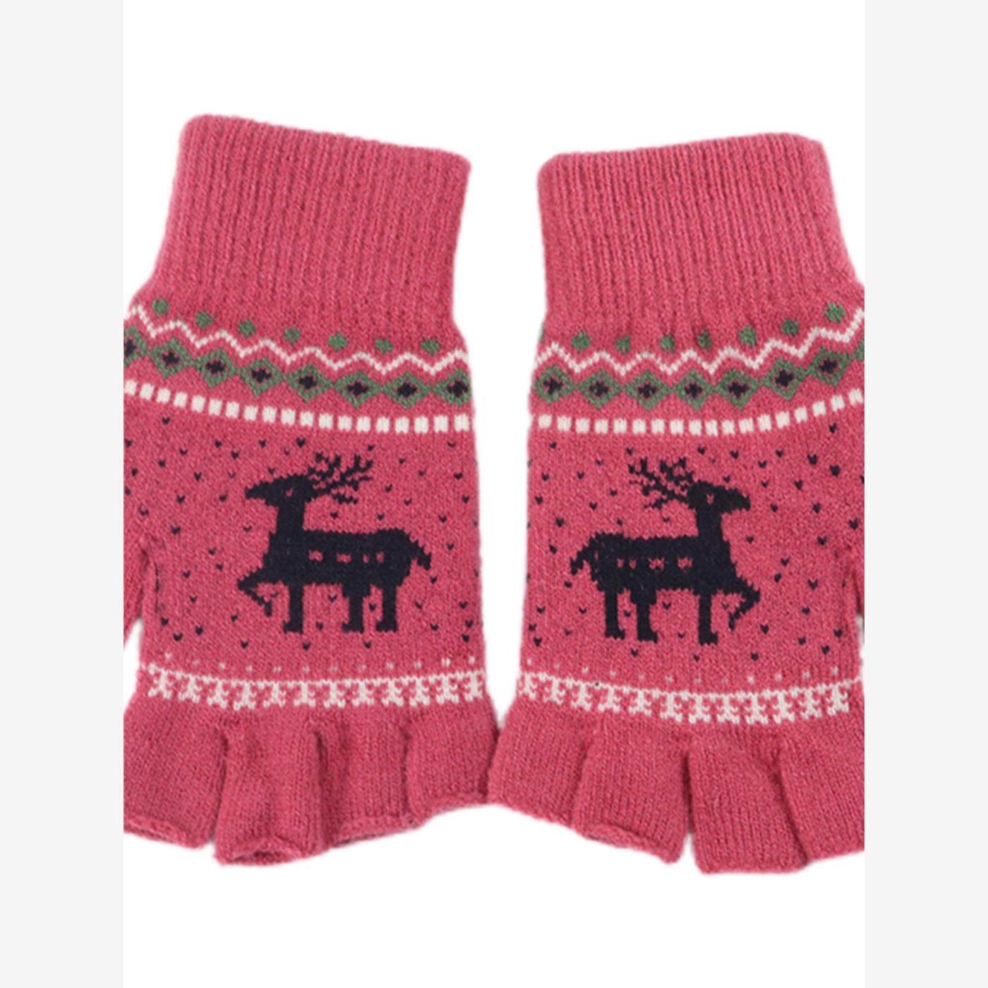 Half-Finger Gloves for Women, Winter Adult Knitted Wool Warm Gloves, Cold-Proof for Autumn and Winter, Fingerless Touchscreen Gloves for Students, Five-Finger Gloves