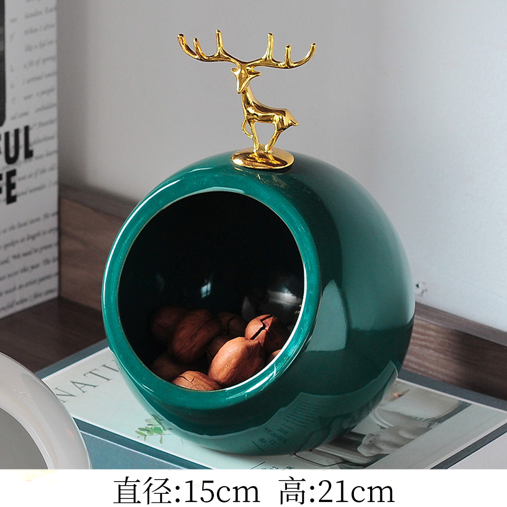 Big Green Deer HeadXiaojin Deer ornaments Storage ornament originality a birthday present room desktop Porch TV cabinet wine cabinet Arts and Crafts