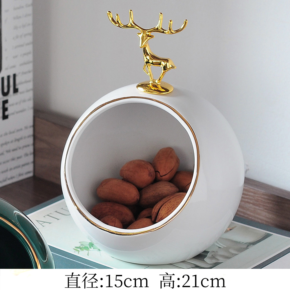 Drawing Golden Deer's Head In WhiteXiaojin Deer ornaments Storage ornament originality a birthday present room desktop Porch TV cabinet wine cabinet Arts and Crafts