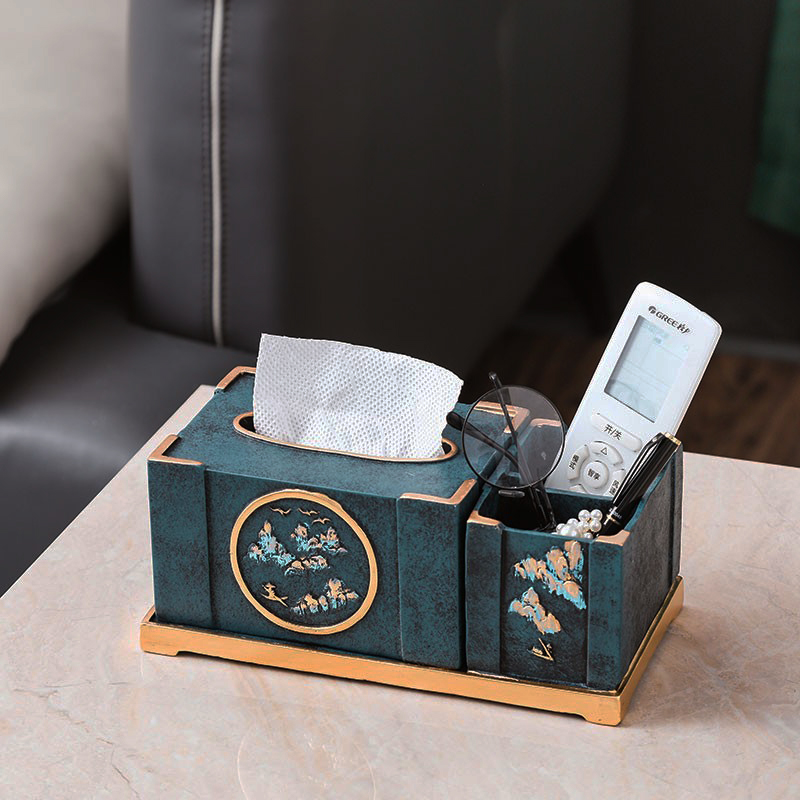 New Chinese mountain tissue box Guofan household dining room dining parts household collection box multi-functional creative drawing box