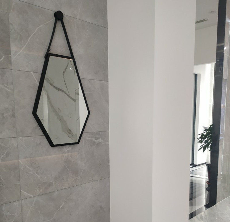 Nordic Hexagonal Mirror Wall-mounted Bathroom Mirror Bathroom Mirror Makeup Mirror Cosmetic Mirror Decoration Mirror Genguan Mirror Iron Art Profiled Mirror