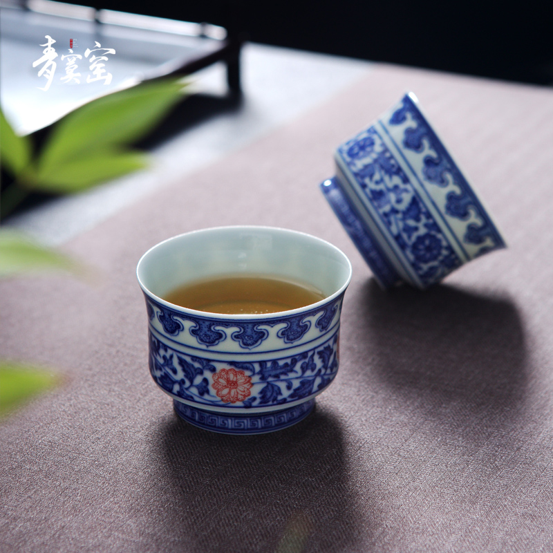 Manual sample tea cup of blue and white porcelain up jingdezhen ceramics green was the master cup single cup tea cups, kung fu tea cups