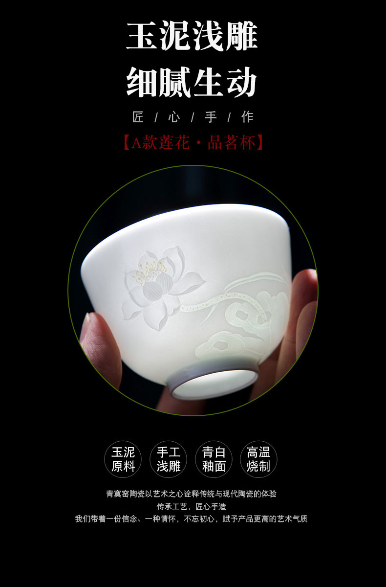 Its green up jingdezhen tea cups masters cup single CPU female hand sample tea cup single cup home