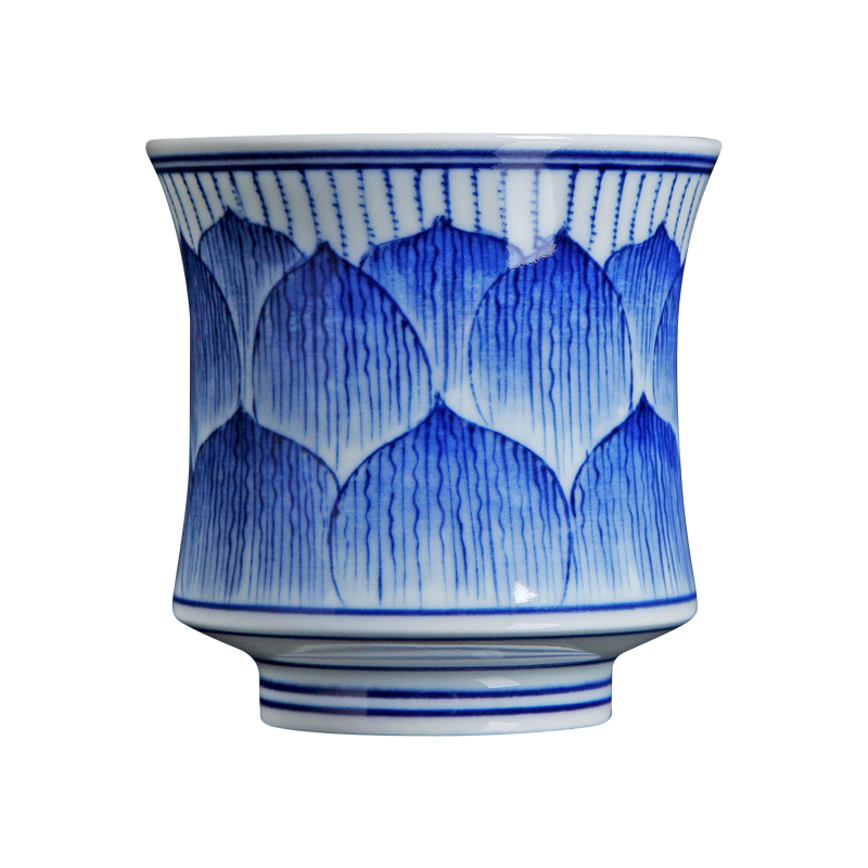Its green up fragrance - smelling cup sample tea cup ceramic cups hand - made of blue and white porcelain tea kungfu master cup single trumpet