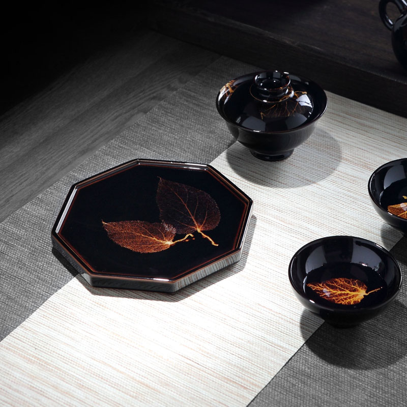 Jingdezhen up green was konoha temmoku lamp that jizhou up dry mercifully manual household ceramics kung fu tea tray