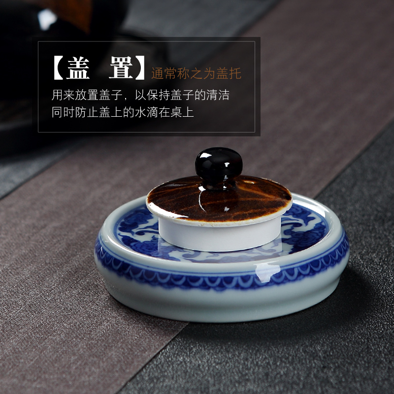 Up with jingdezhen ceramic green was hand - made porcelain cover rear cover bracket kung fu tea accessories to burn pot cup mat