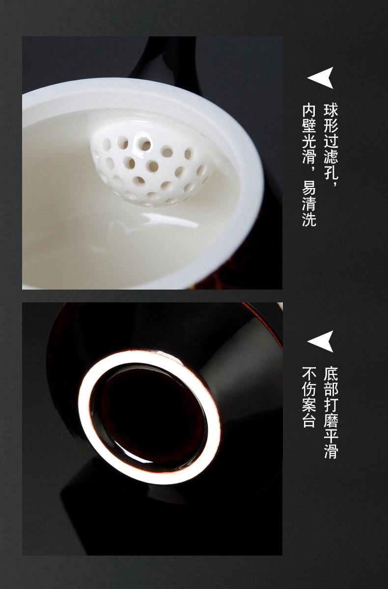 Its green up konoha temmoku light side of jingdezhen ceramic teapot tea large large capacity single pot of tea