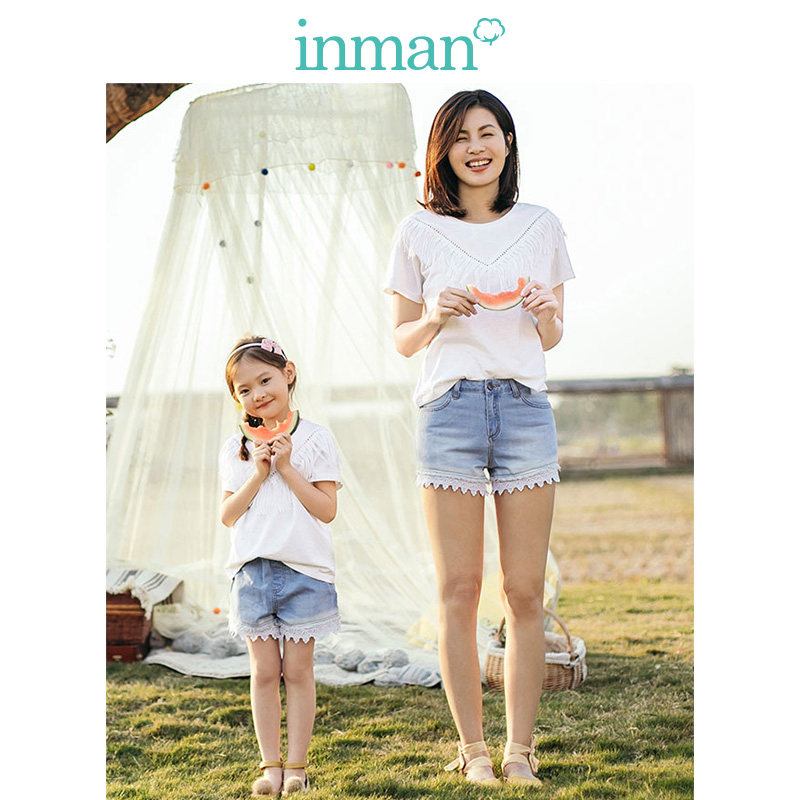 Inman Boy Dress Clear Bunker Special Price 2022 Summer New Mother Woman Dress Light Color Denim Shorts Fashion Girl Pants