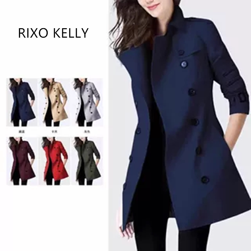 2026 Autumn New Model Rixo Kelly Classic British Style Mid-Length Double-Breasted Short Trench Coat for Petite Figures