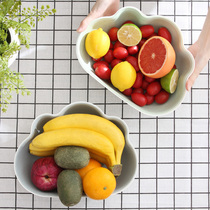 Net red fruit plate small exquisite Nordic style leaky double-layer modern simple living room household drain basket Fruit basket