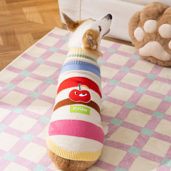 Corgi dog 25 years new pet clothing autumn and winter imitation mink striped sweater corgi dachshund clothes