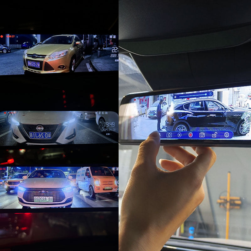 Round Shield Flying Fin 5D Streaming Media Car-Specific Electronic Rearview Mirror Dash Cam with Front and Rear Dual Cameras and Night Vision