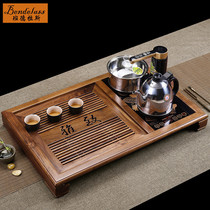 Walnut tea tray natural solid wood household induction cooker integrated automatic set drawer tea set tea table tea sea